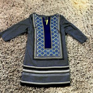 The Limited Sz: XS Multi print border 3/4 sleeve mini dress
